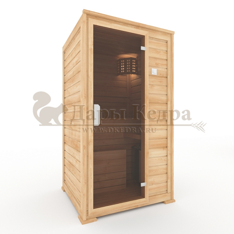 Одноместная финская сауна кабина из кедра и липы с электрокаменкой Одноместная финская сауна кабина из кедра и липы с электрокаменкой