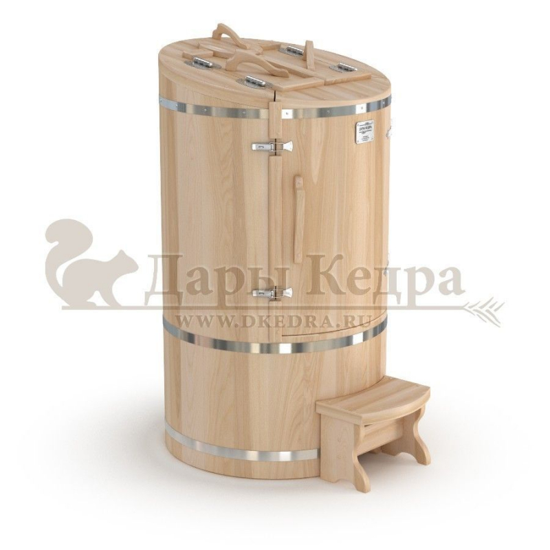 Кедровая бочка (фитобочка) круглая со скосом «Классическая» Кедровая бочка (фитобочка) круглая со скосом «Классическая»